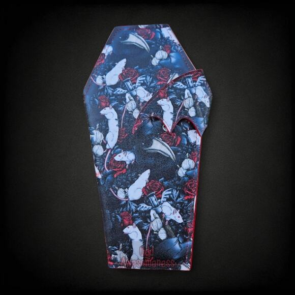 Coffin Wallet Plague Doctor Roses Rats Bifold Vinyl Halloween Goth Scene Emo Alt - Picture 3 of 7
